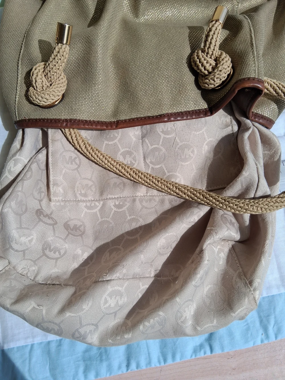 Michael Kors Metallic Tote Bag with Rope Handles